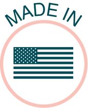 Made in USA badge featuring the American flag inside a pink circle – VegOut Organics skincare products proudly manufactured in the United States.