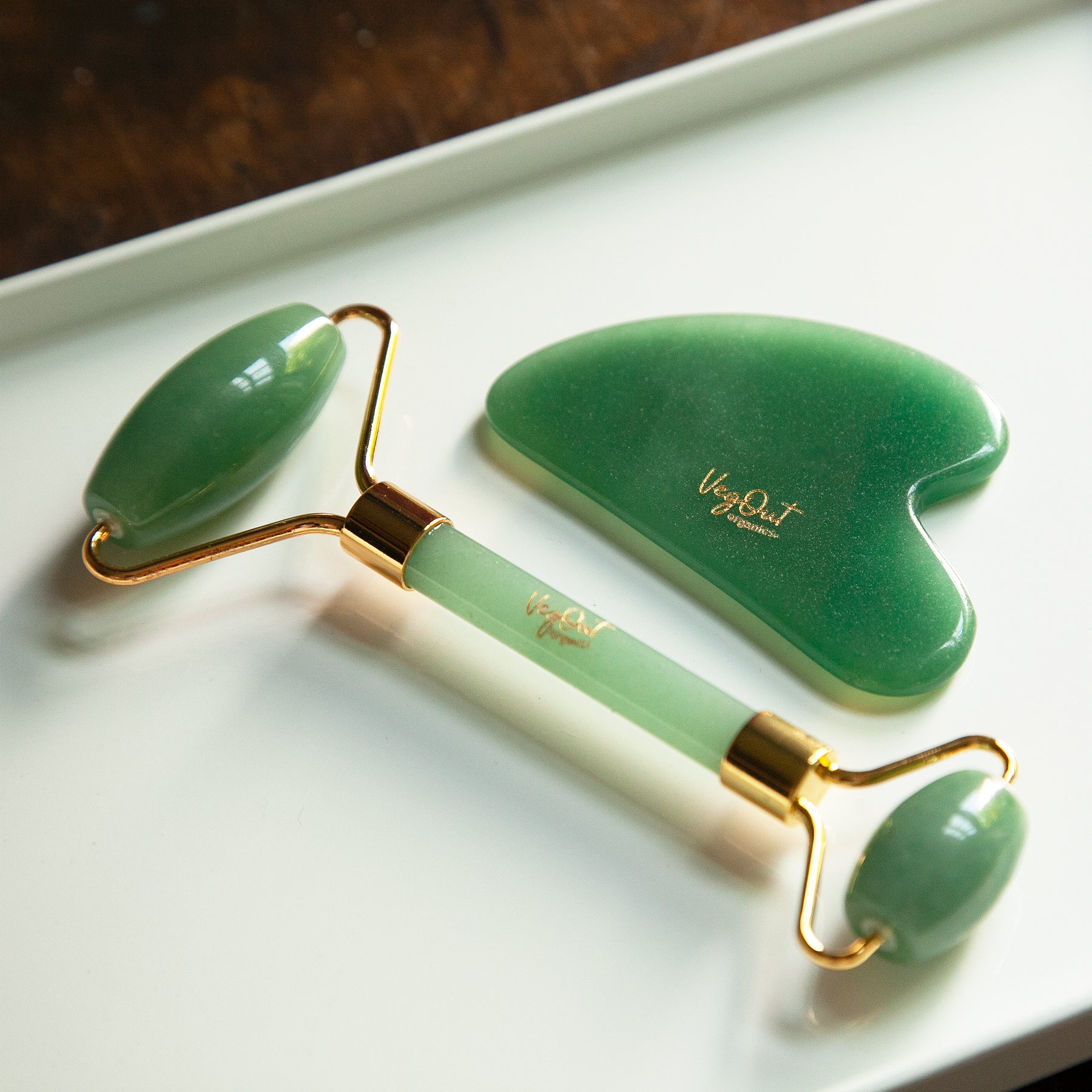 Jade Gua Sha and Roller Set