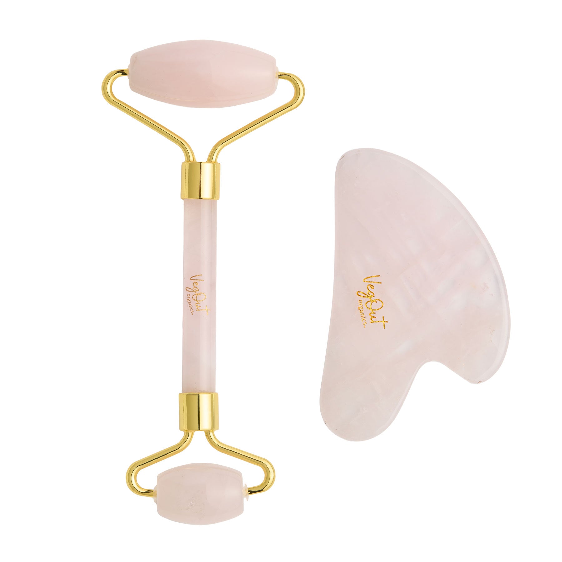 Rose Quartz Gua Sha and Roller Set